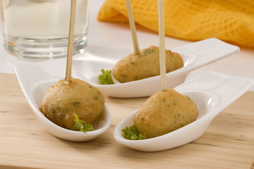 Spanish cuisine. Salt cod fritters.