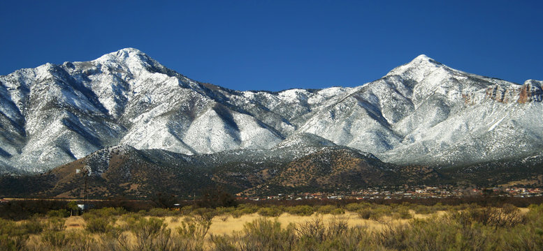 A View of the Huachuca Mountains in Winter in Arizona