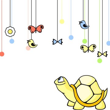 Cute card with a little yellow turtle