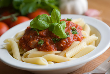 Pasta penne with tomato sauce