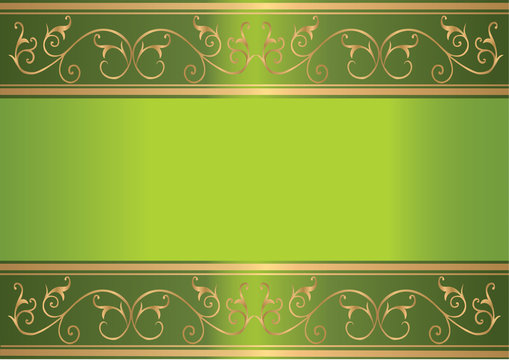 Green card with floral gold design