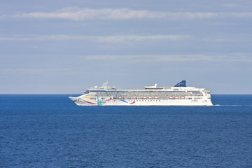 Cruise Ship on Blue Horizon