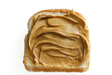 peanut butter on white bread