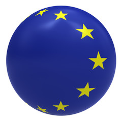 European Union flag on the ball isolated on white