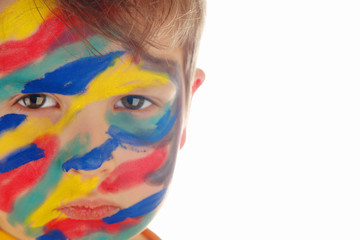 litlle boy paint portrait