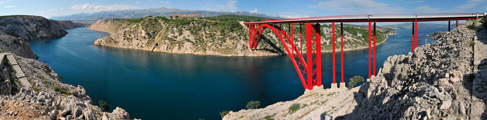 Panorama. Red Bridge in Croatia