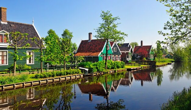 traditional houses near the canal in holland