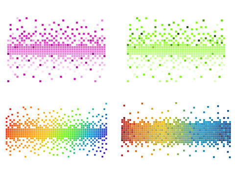 four various colors with pixels
