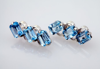 Silver jewelry with blue topaz