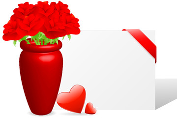 Liebesbrief mit roten Rosen