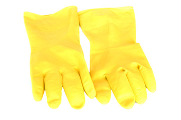 yellow gloves on white