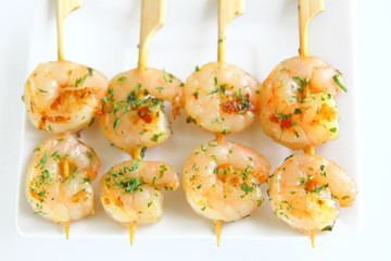 Brochettes de crevettes
