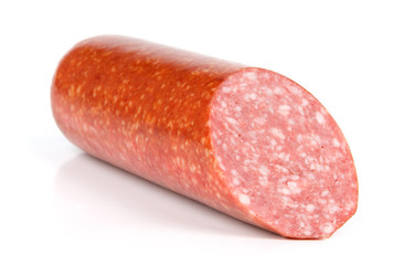 salami on the white background