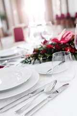 Fancy table set for a wedding dinner