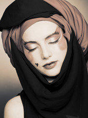 Naklejka premium Young woman with creative make-up