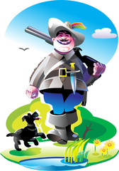 hunter with a rifle and dog