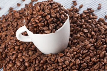 coffee beans with white cup