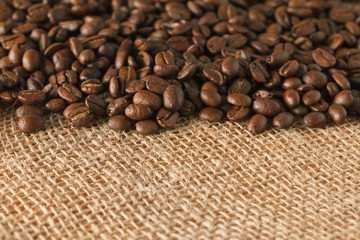 coffee beans on jute
