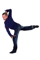 cool man modern dancer isolated on white