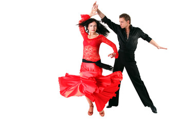 dancers in action isolated on white