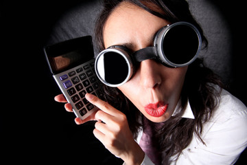 manager with calculator