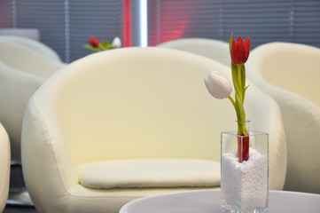 Lounge mit Tulpendeko