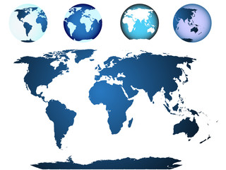 Fototapeta na wymiar Mapa świata z globusem rysunku