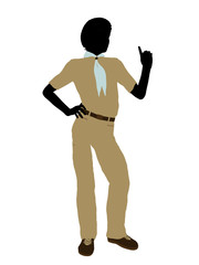 African American Boy Scout Illustration Silhouette