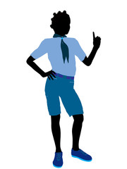 African American Girl Scout Illustration Silhouette