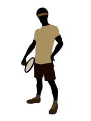 African American Tennis Player Illustration Silhouette