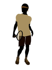 African American Tennis Player Illustration Silhouette