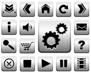 Vector metal icon set. Part one - web