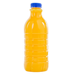 bottle of fresh orange juice with blue cap