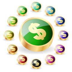 Dollar icon set. Vector collection.