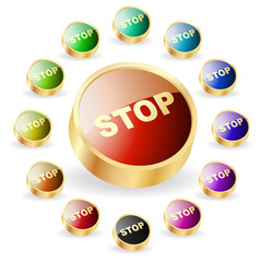 Stop button. Vector set for web.