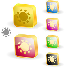 Sunburst abstract button. Vector set.