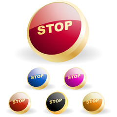 Stop button. Vector set for web.