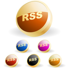 RSS glossy buttons. Vector illustration.