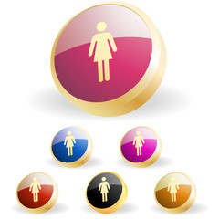 Female symbol. Vector button set.