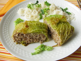 Kohlroulade mit Reis