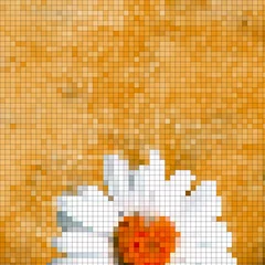 Papier Peint photo Lavable Pixels fond de marguerite en mosaïque