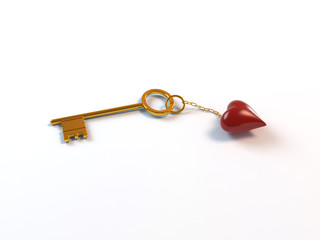 isolated key with heart