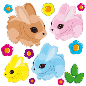Set of Easter rabbits