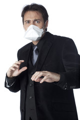 homme d'affaires peu des viris microbes travail