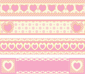 Vector Borders With Victorian Eyelet Hearts and Stripes