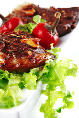 served beef steak on plate