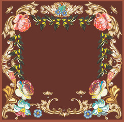 brown frame with four big flowers