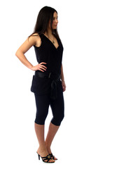 Young brunette on white