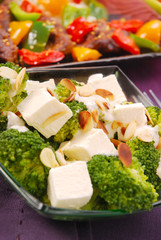 broccoli salad with feta and flaked almonds