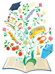 The magic book, vector illustration